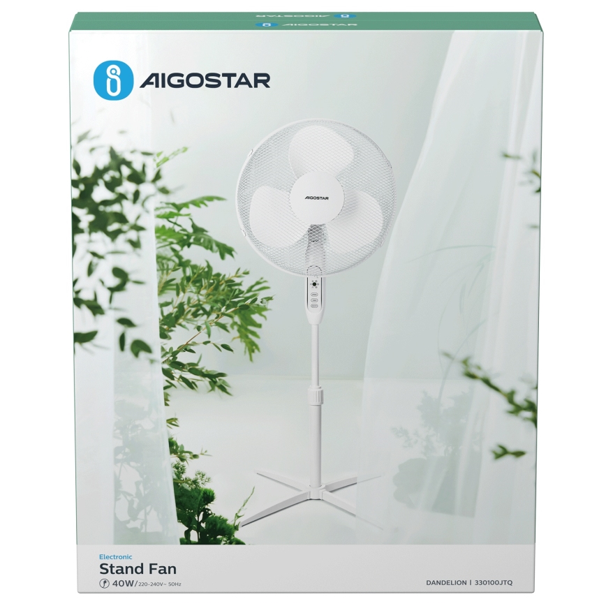 Aigostar - Gulvventilator 40W/230V 120 cm hvid