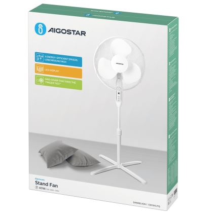 Aigostar - Gulvventilator 40W/230V 120 cm hvid