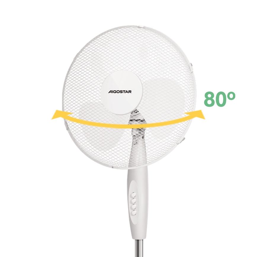 Aigostar - Gulvventilator 45W/230V 125 cm hvid