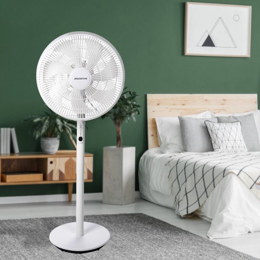 Aigostar - Gulvventilator 2-i-1 45W/230V hvid + fjernbetjening