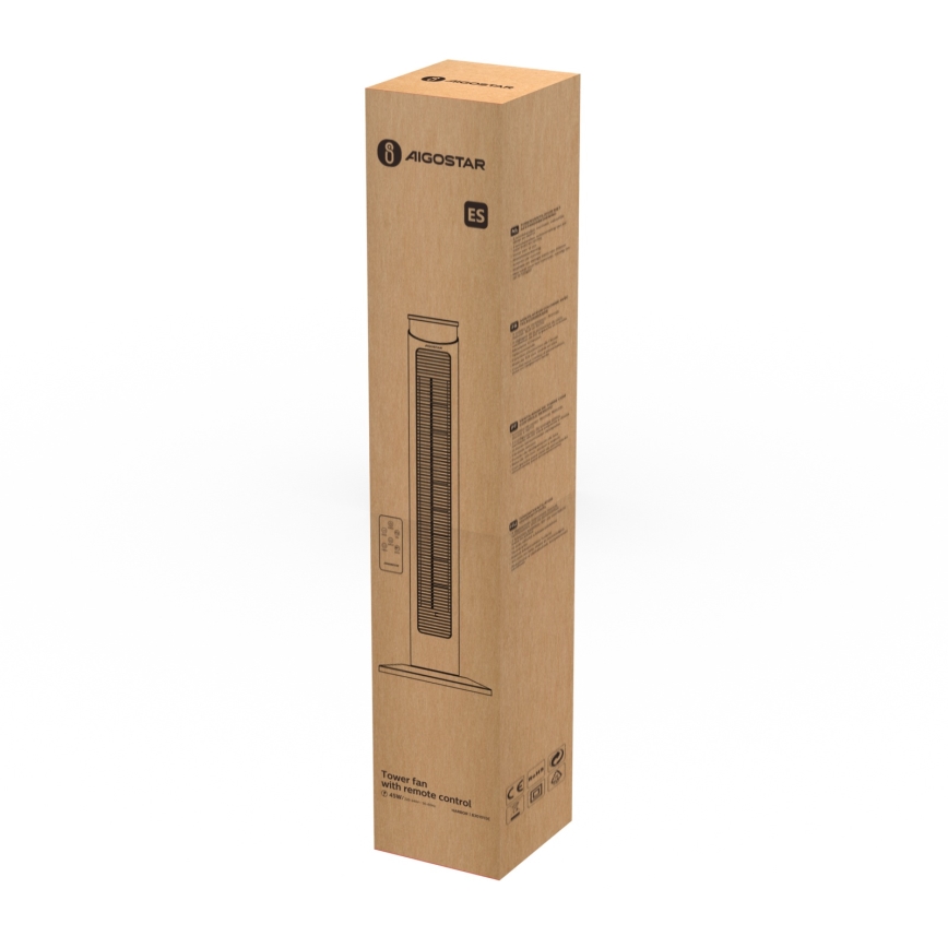 Aigostar - Gulvventilator 45W/230V sort + + fjernbetjening