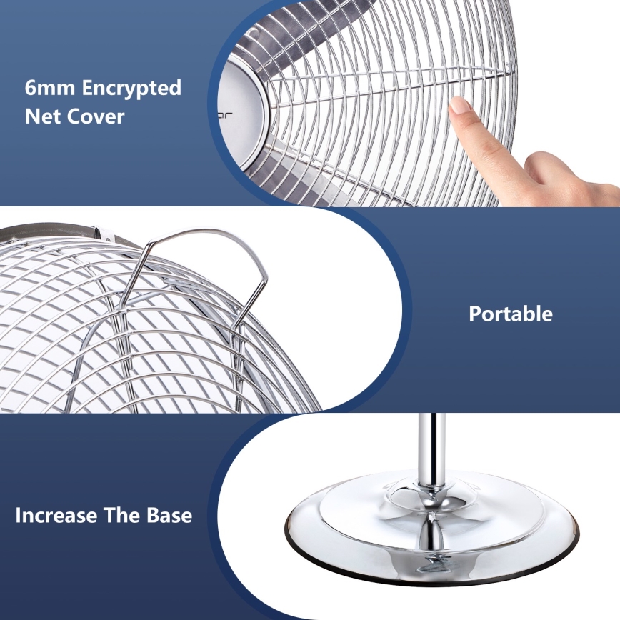 Aigostar - Gulvventilator 50 W/230 V Ø 45 cm, krom