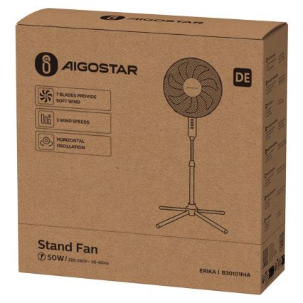 Aigostar - Gulvventilator 50W/230V 120 cm hvid