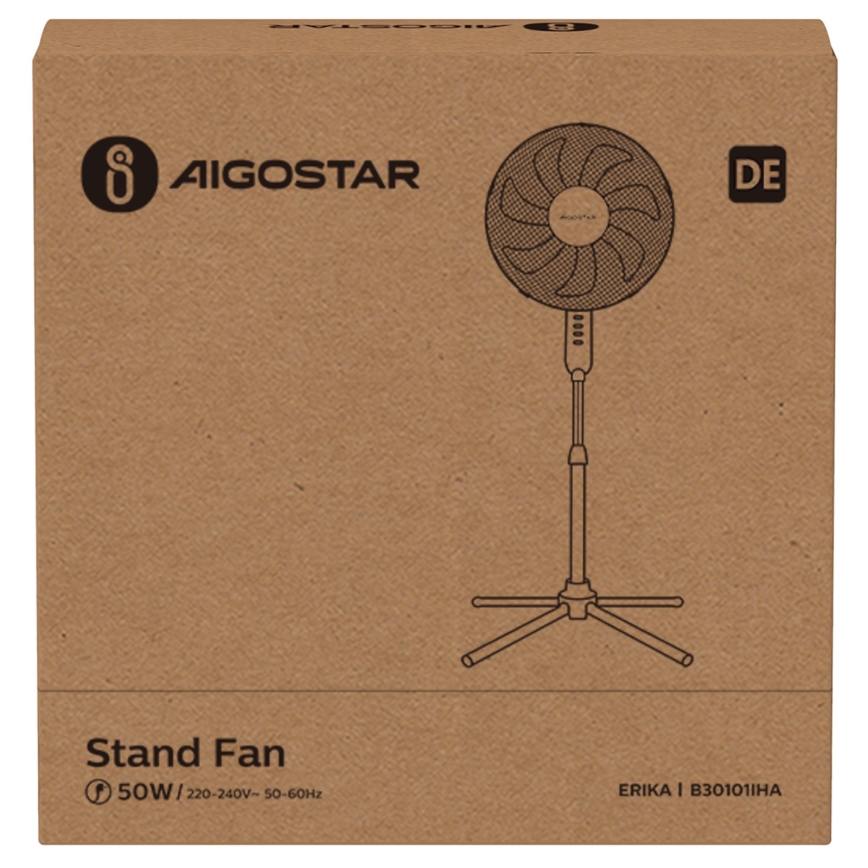 Aigostar - Gulvventilator 50W/230V 120 cm hvid