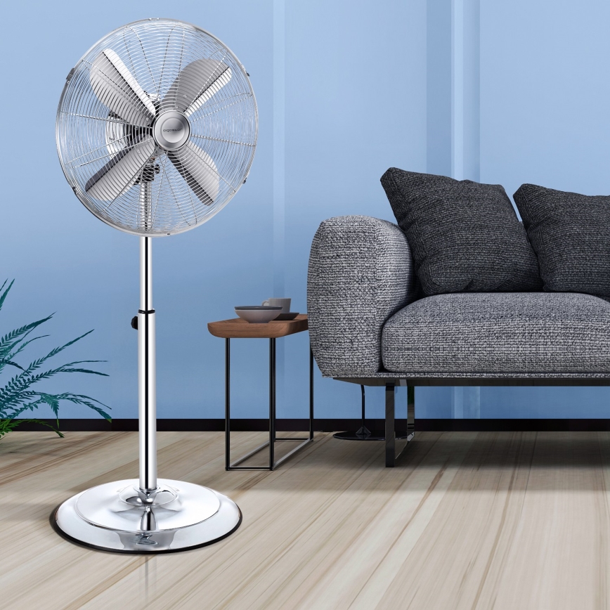 Aigostar - Gulvventilator 50W/230V 44,8 cm skinnende krom