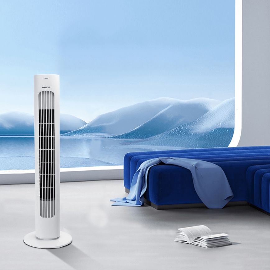 Aigostar - Gulvventilator 50W/230V hvid + fjernbetjening