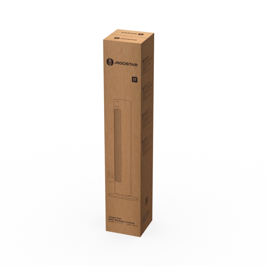 Aigostar - Gulvventilator 50W/230V hvid + fjernbetjening