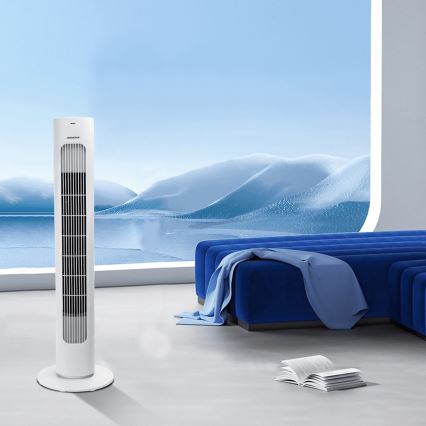 Aigostar - Gulvventilator 50W/230V hvid + fjernbetjening