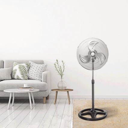 Aigostar - Gulvventilator 55W/230V skinnende krom/sort
