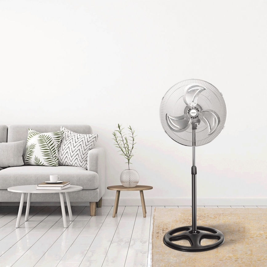Aigostar - Gulvventilator 55W/230V skinnende krom/sort