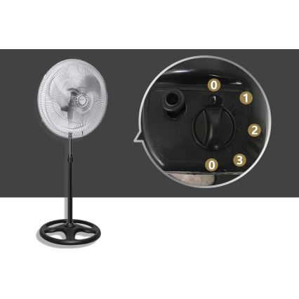 Aigostar - Gulvventilator 55W/230V skinnende krom/sort
