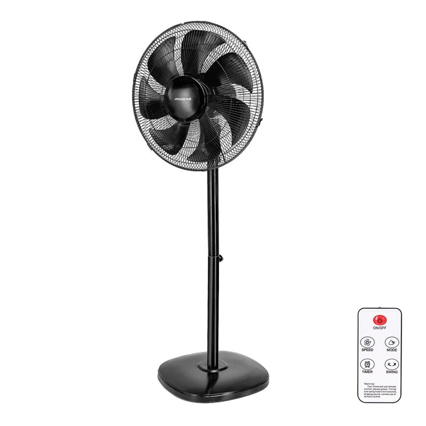 Aigostar - Gulvventilator 55W/230V sort + fjernbetjening