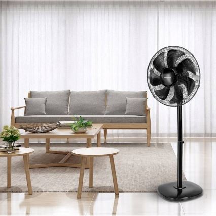 Aigostar - Gulvventilator 55W/230V sort + fjernbetjening
