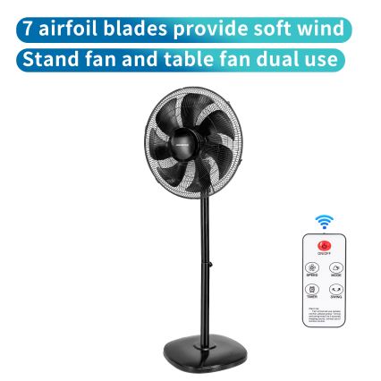 Aigostar - Gulvventilator 55W/230V sort + fjernbetjening