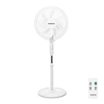 Aigostar - Gulvventilator 60W/230V hvid + fjernbetjening