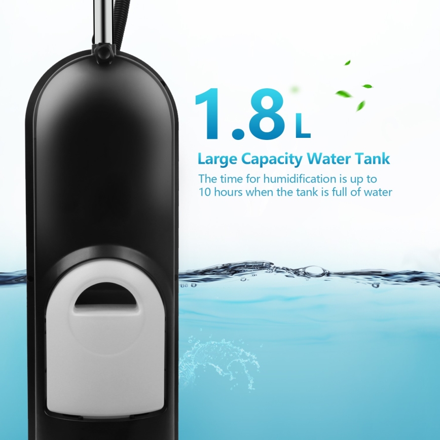 Aigostar - Gulvventilator med tågeffekt MIST 95W/230V + fjernbetjening