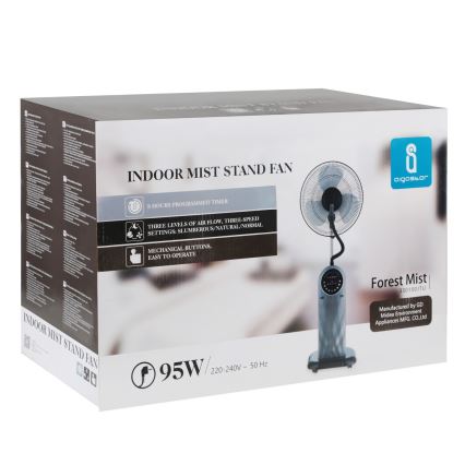 Aigostar - Gulvventilator med tågeffekt MIST 95W/230V + fjernbetjening