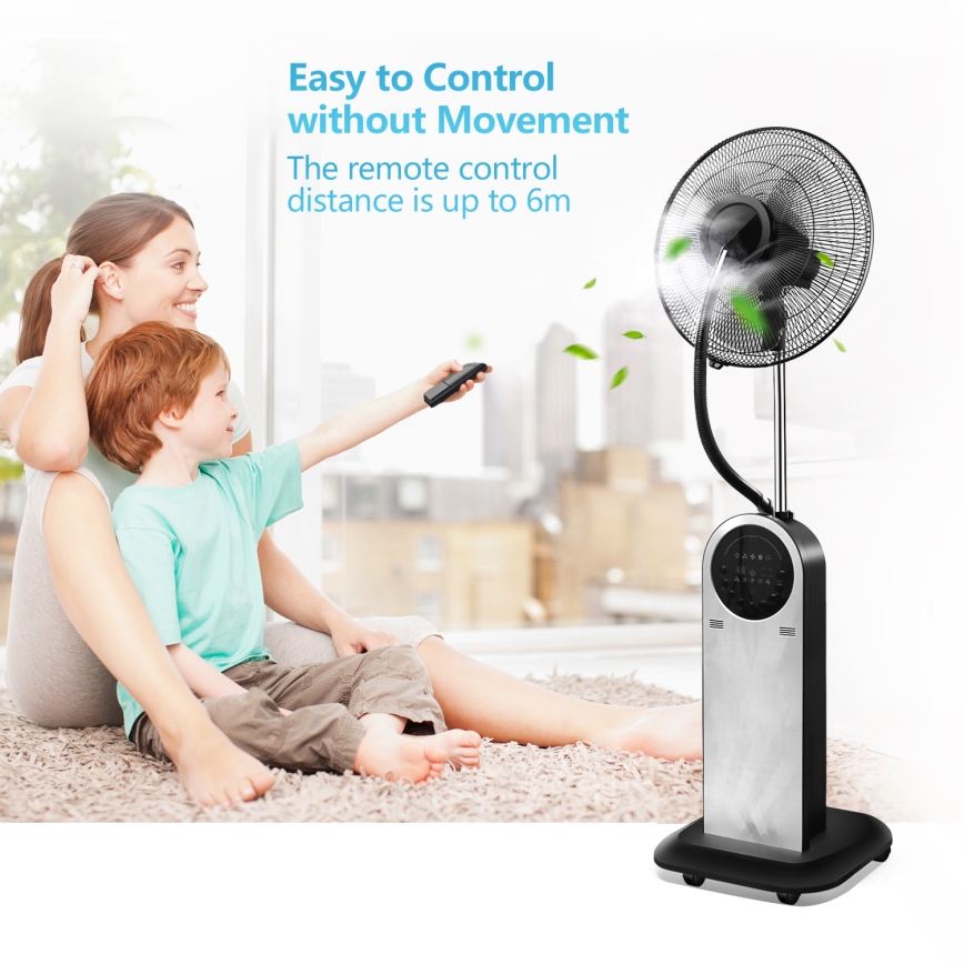 Aigostar - Gulvventilator med støveffekt 95W/230V sort/grå + fjernbetjening