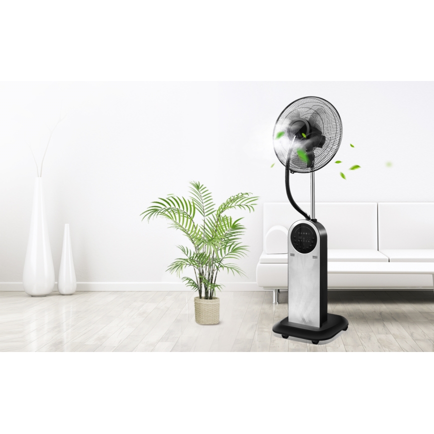 Aigostar - Gulvventilator med støveffekt 95W/230V sort/grå + fjernbetjening