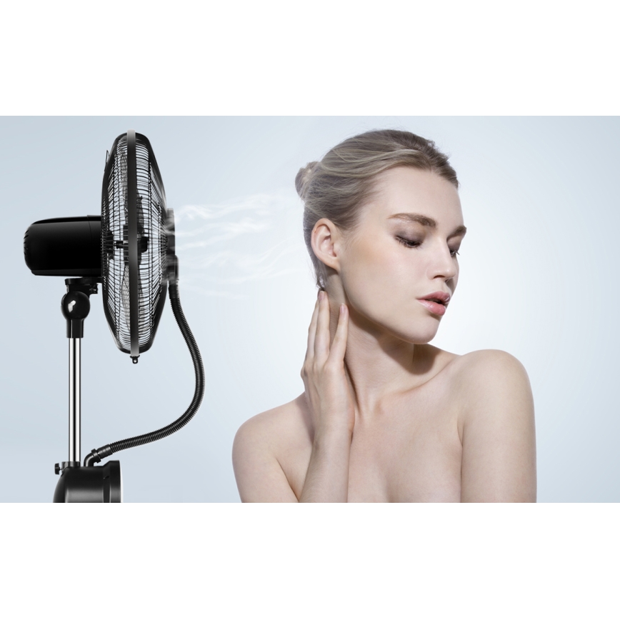 Aigostar - Gulvventilator med støveffekt 95W/230V sort/grå + fjernbetjening