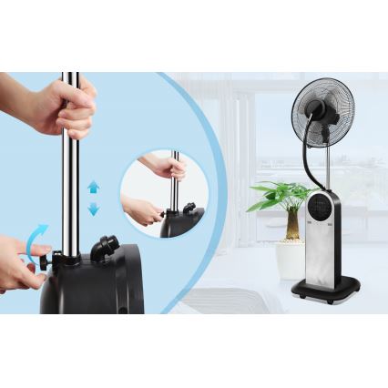 Aigostar - Gulvventilator med støveffekt 95W/230V sort/grå + fjernbetjening