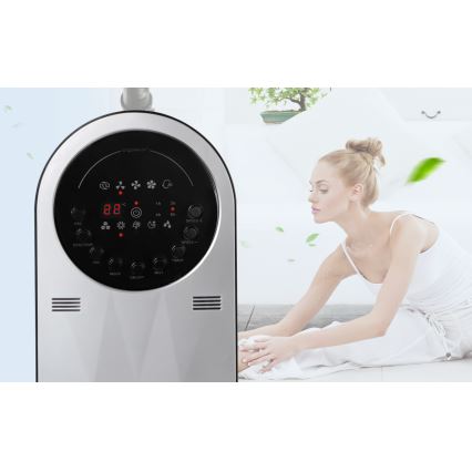 Aigostar - Gulvventilator med støveffekt 95W/230V sort/grå + fjernbetjening