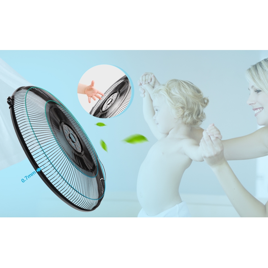 Aigostar - Gulvventilator med støveffekt 95W/230V sort/grå + fjernbetjening