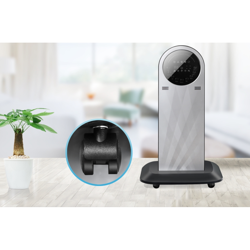 Aigostar - Gulvventilator med støveffekt 95W/230V sort/grå + fjernbetjening
