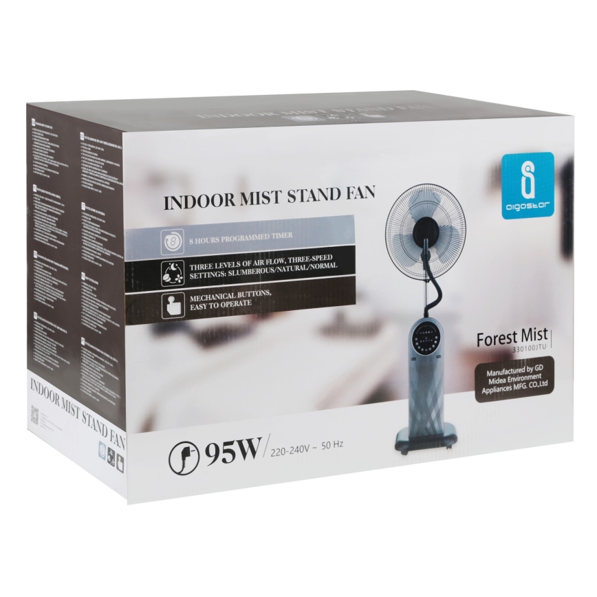 Aigostar - Gulvventilator med støveffekt 95W/230V sort/grå + fjernbetjening