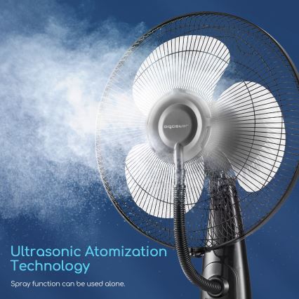 Aigostar - Gulvventilator med vandspray 75W/230V + fjernbetjening