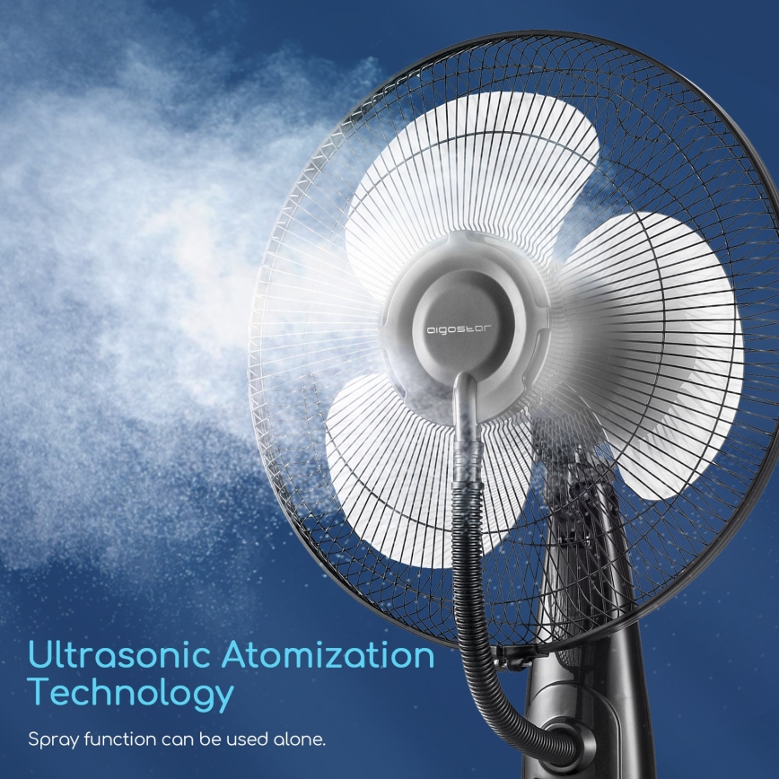 Aigostar - Gulvventilator med vandspray 75W/230V + fjernbetjening