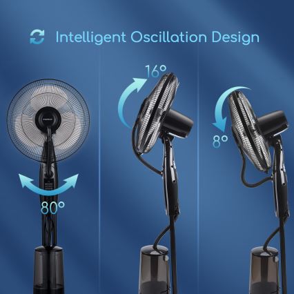 Aigostar - Gulvventilator med vandspray 75W/230V + fjernbetjening
