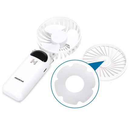 Aigostar - Håndholdt ventilator genopladelig 4W/5V 1200 mAh hvid