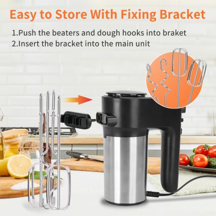 Aigostar - Håndmixer 300W/230V sort/mat krom