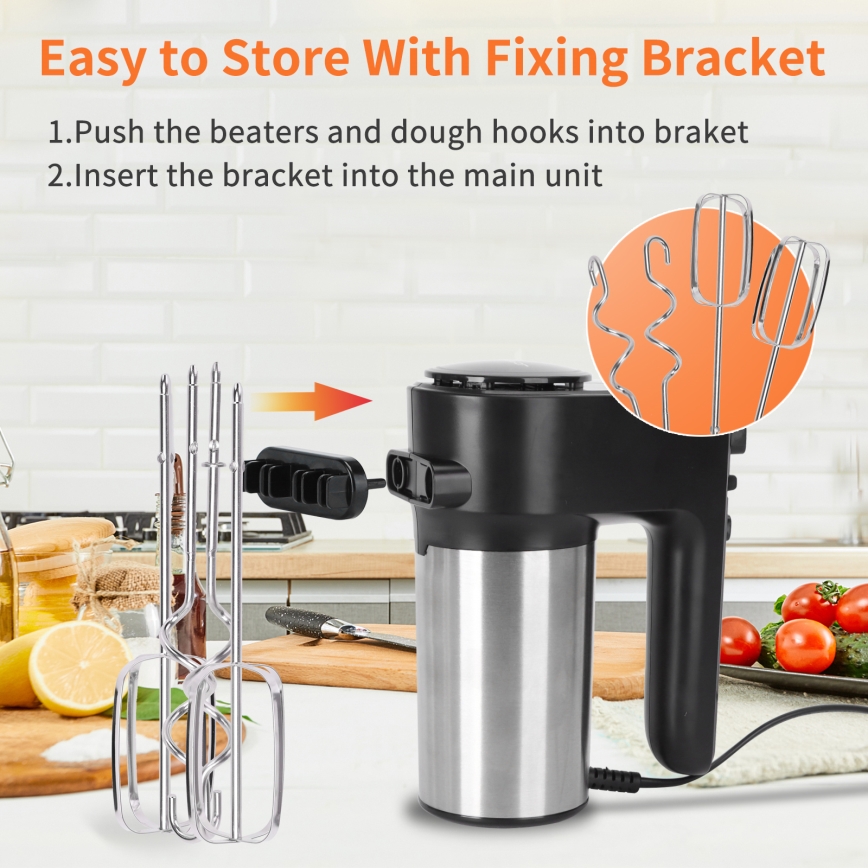 Aigostar - Håndmixer 300W/230V sort/mat krom