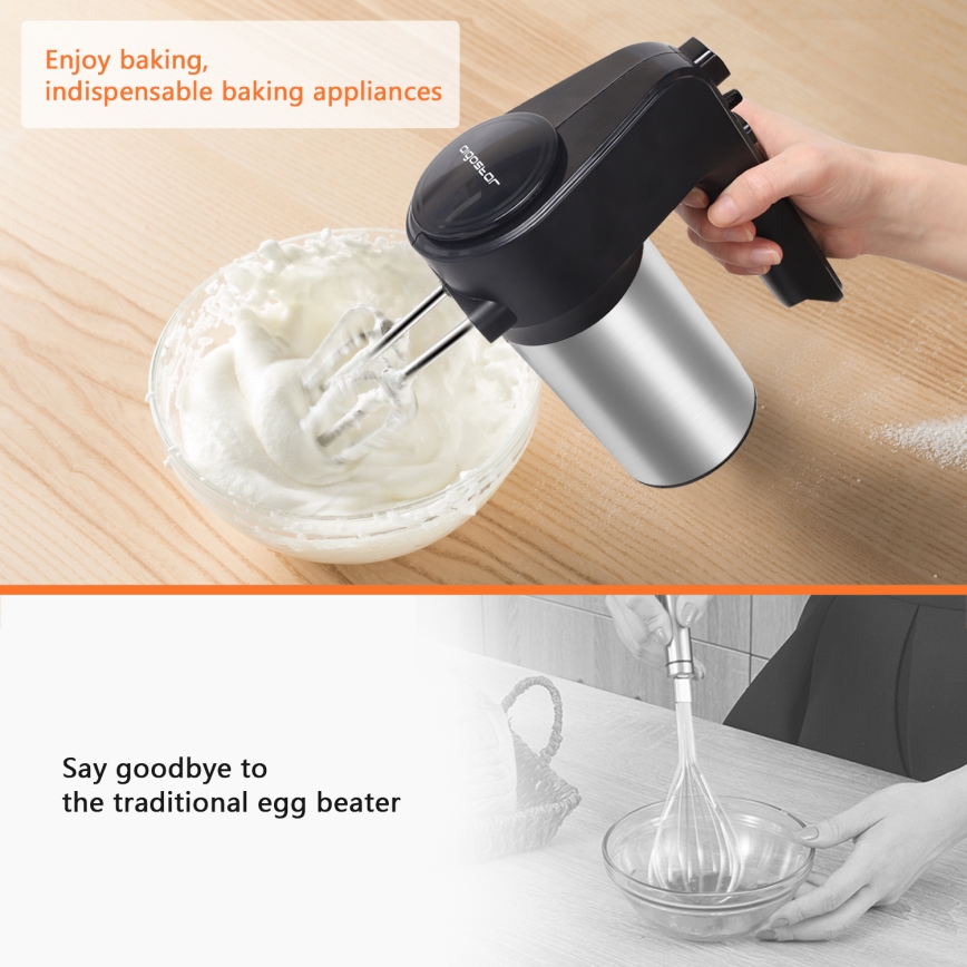 Aigostar - Håndmixer 300W/230V sort/mat krom