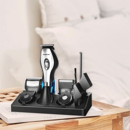 Aigostar - Hårtrimmer med tilbehør 6-i-1 5W/5V sort