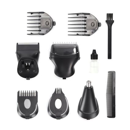 Aigostar - Hårtrimmer med tilbehør 6-i-1 5W/5V sort