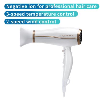 Aigostar - Hårtørrer med ionisator 2200W/230V hvid