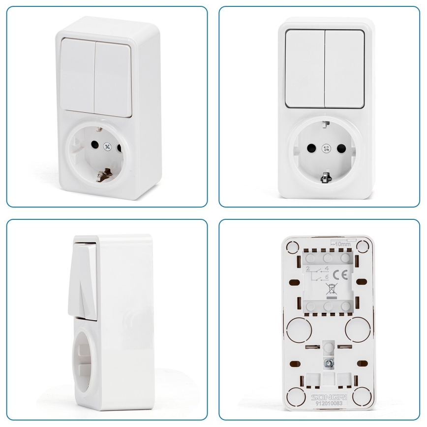 Aigostar - Home switch 2P med en kontakt 1x10A/250V