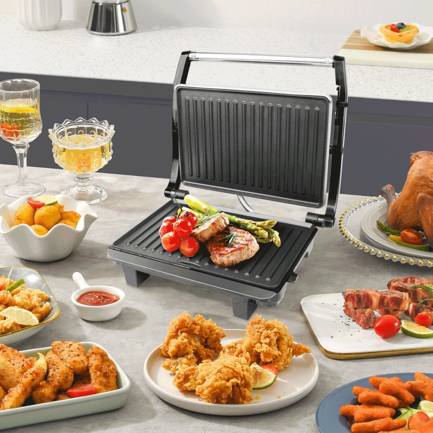 Aigostar - Kontaktgrill 1000W/230V sort/mat krom