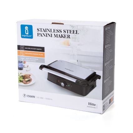 Aigostar - Kontaktgrill 1500W/230V mat krom/sort