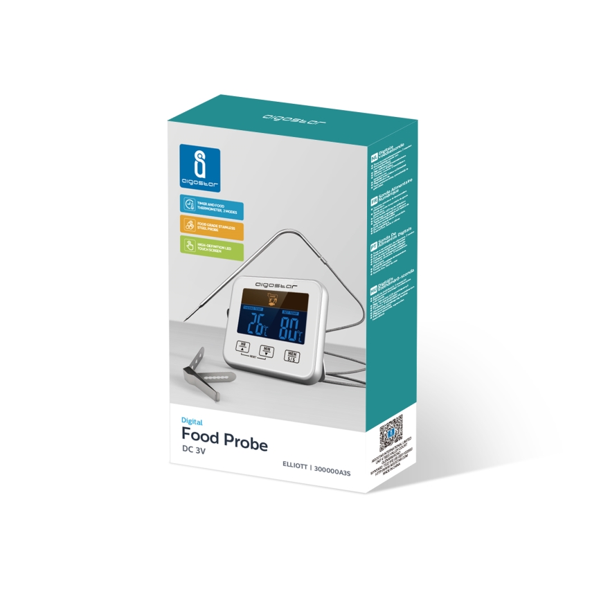 Aigostar - Kødtermometer med LCD-display 0-250 °C 2xAAA
