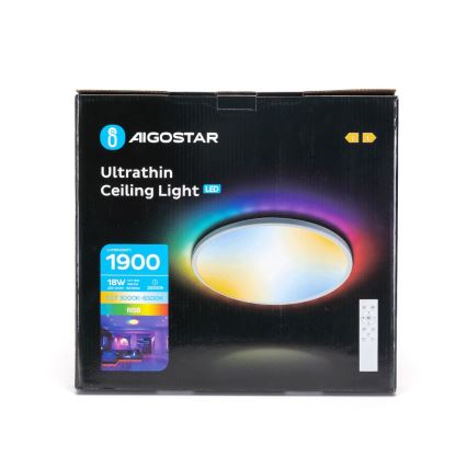 Aigostar - LED loftlampe til badeværelse m. RGBW-farver dæmpbar LED/18W/230V 3000-6500K diameter 30 cm IP44 + fjernbetjening