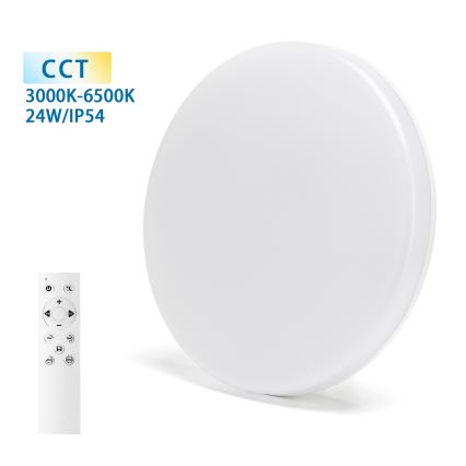 Aigostar - LED-dæmpbar loftlampe til badeværelse LED/24W/230V 3000K–6500K IP54 Ø 33 cm + fjernbetjening
