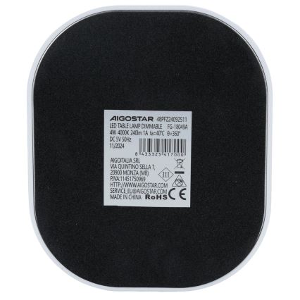 Aigostar - LED bordlampe dæmpbar LED/4W/5V 4000K