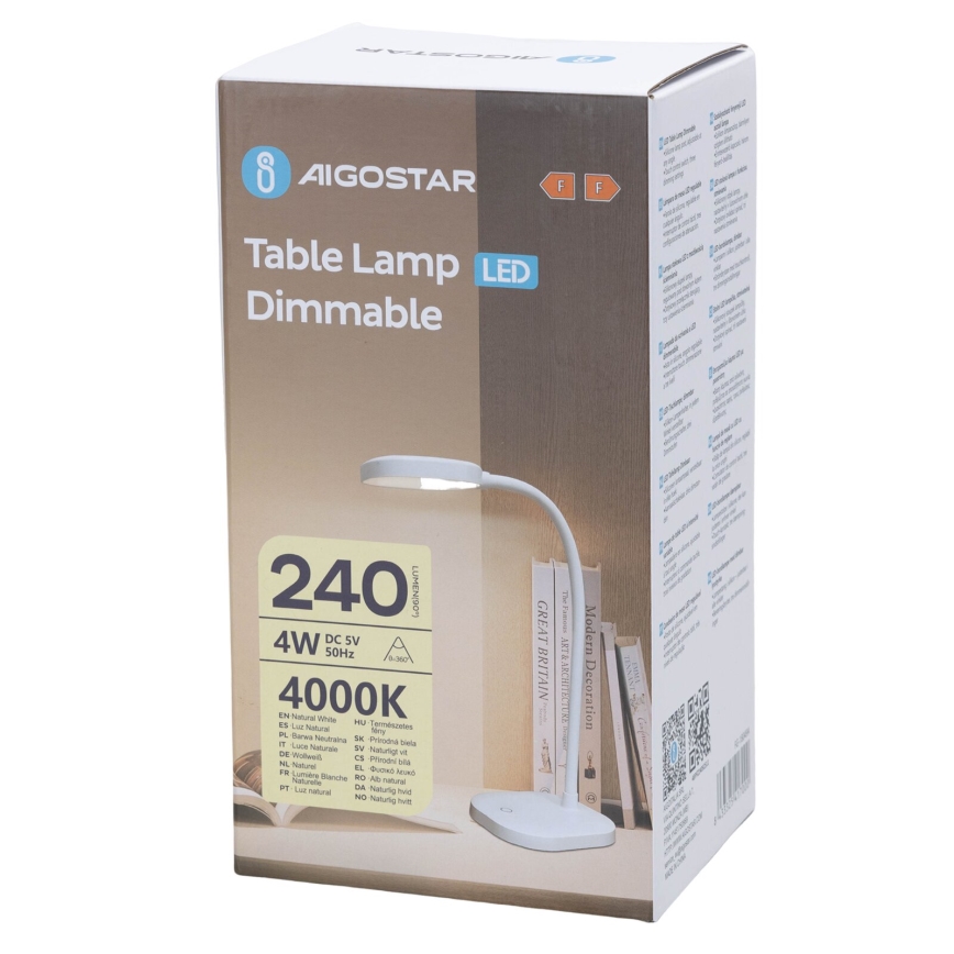 Aigostar - LED bordlampe dæmpbar LED/4W/5V 4000K