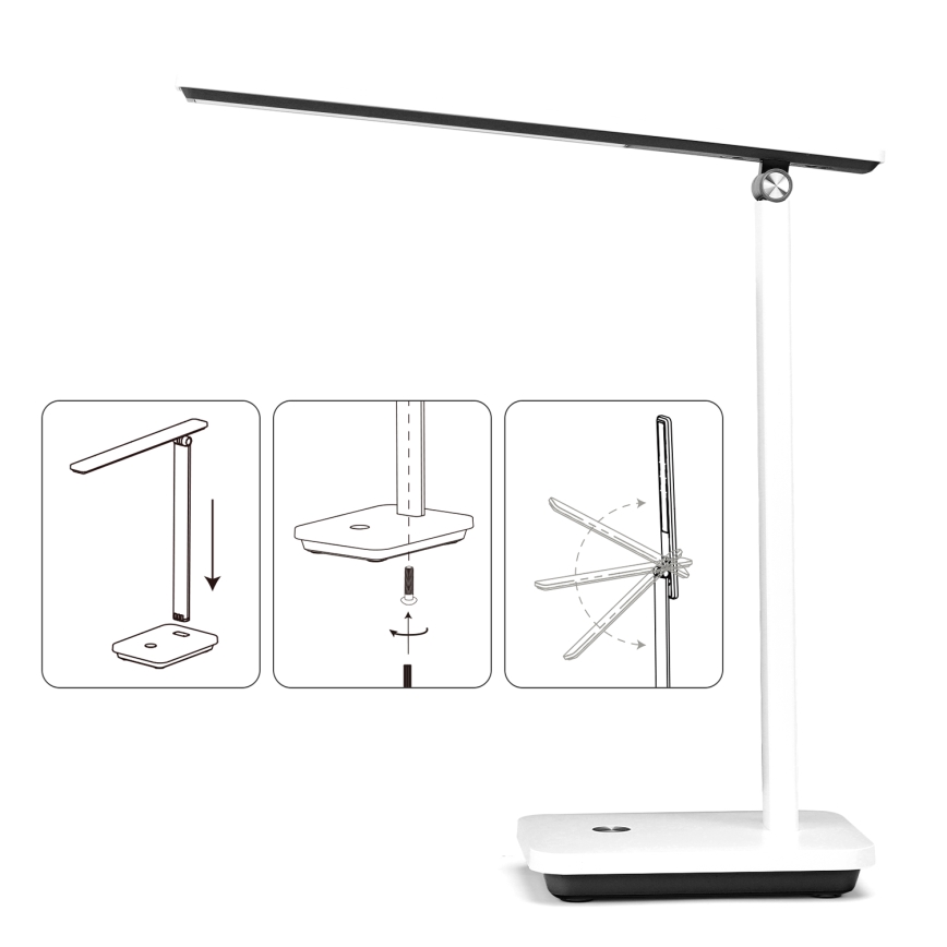 Aigostar - LED Bordlampe dæmpbar og genopladelig LED/5W/5V 3000-6500K hvid/sort