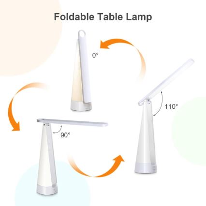 Aigostar - LED bordlampe dæmpbar og genopladelig LED/7W/5V 4000K 4400 mAh hvid