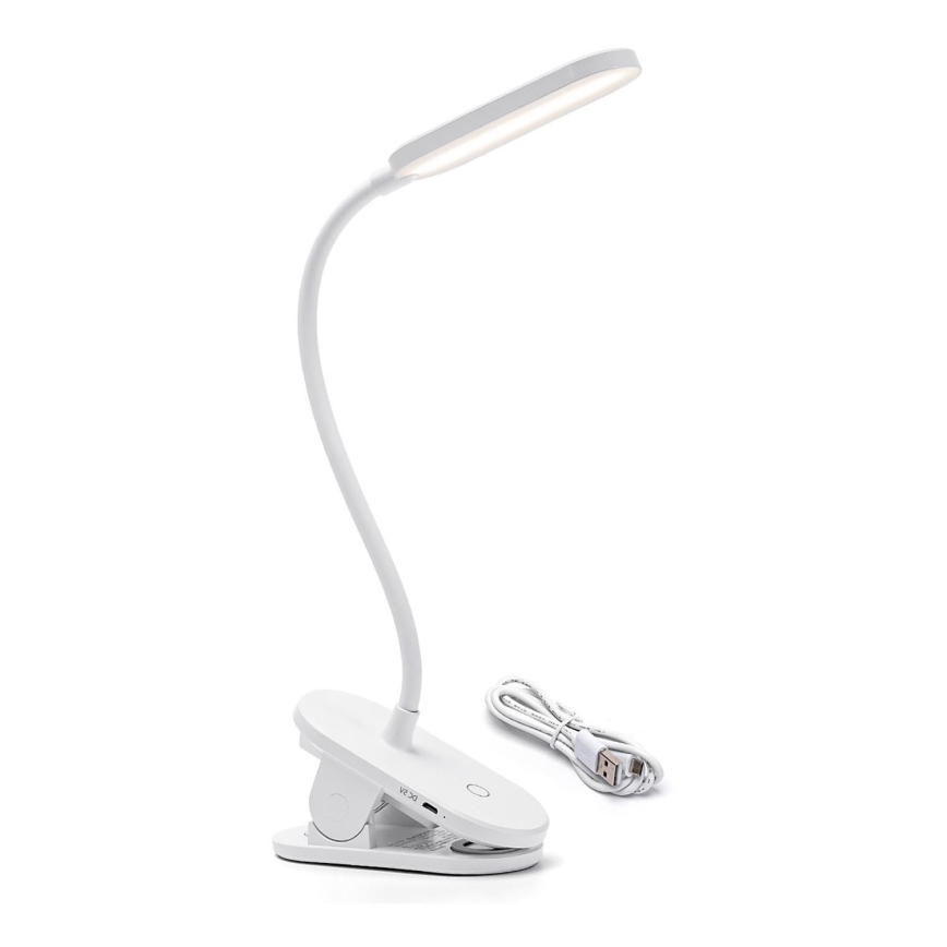 Aigostar - LED bordlampe dæmpbar og genopladelig med klemme LED/2,5W/5V 1200mAh hvid